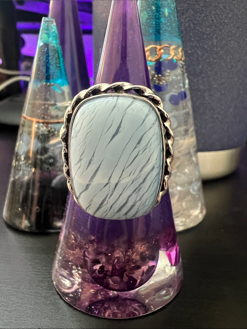Blue Lace Agate statement ring size 9